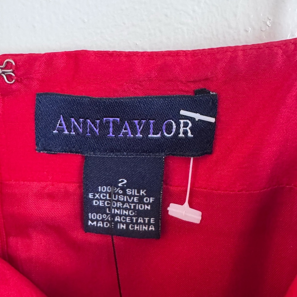 Ann Taylor | 100% Silk | Beaded Embroidery Slip Dress |Spaghetti Straps | Size 2 - Picture 2 of 5